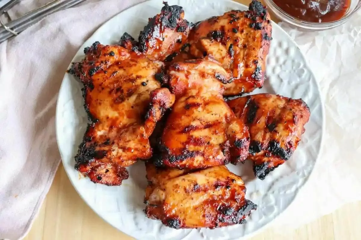 Grilled BBQ Chicken Thighs by Homemade Heather