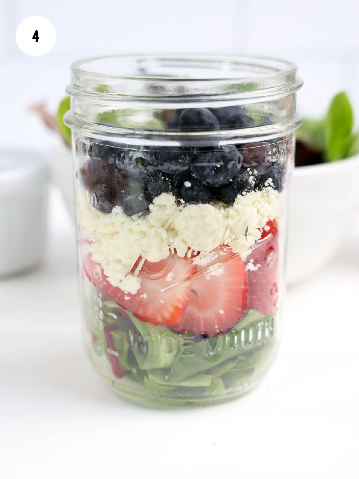 Blueberries added on top of the feta cheese