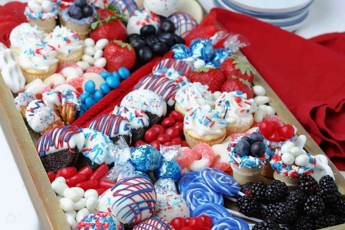 Red White and Blue Charcuterie Board by A Reinvented Mom