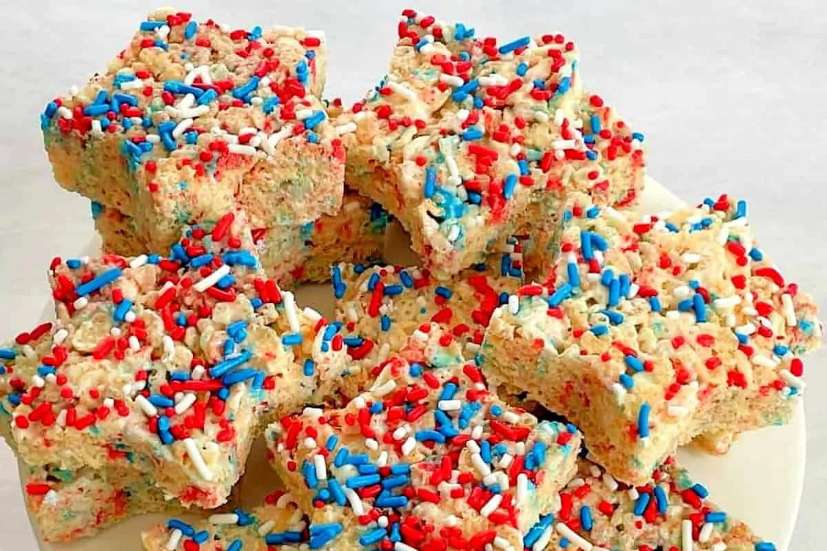 Red, White, and Blue Rice Krispies by Emily Fabulous