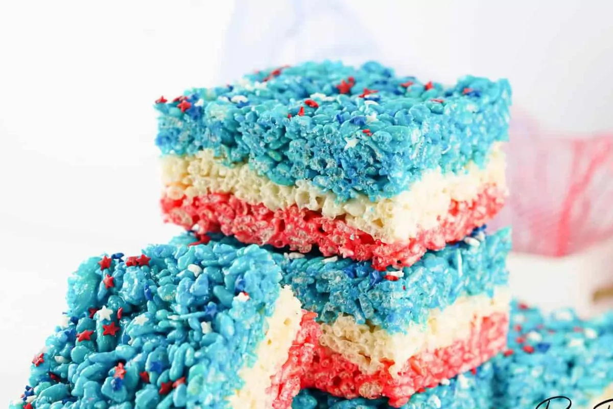 Red White & Blue Rice Krispie Treats by Rose Bakes