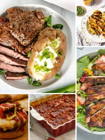 5 photos featuring various barbecue recipes.