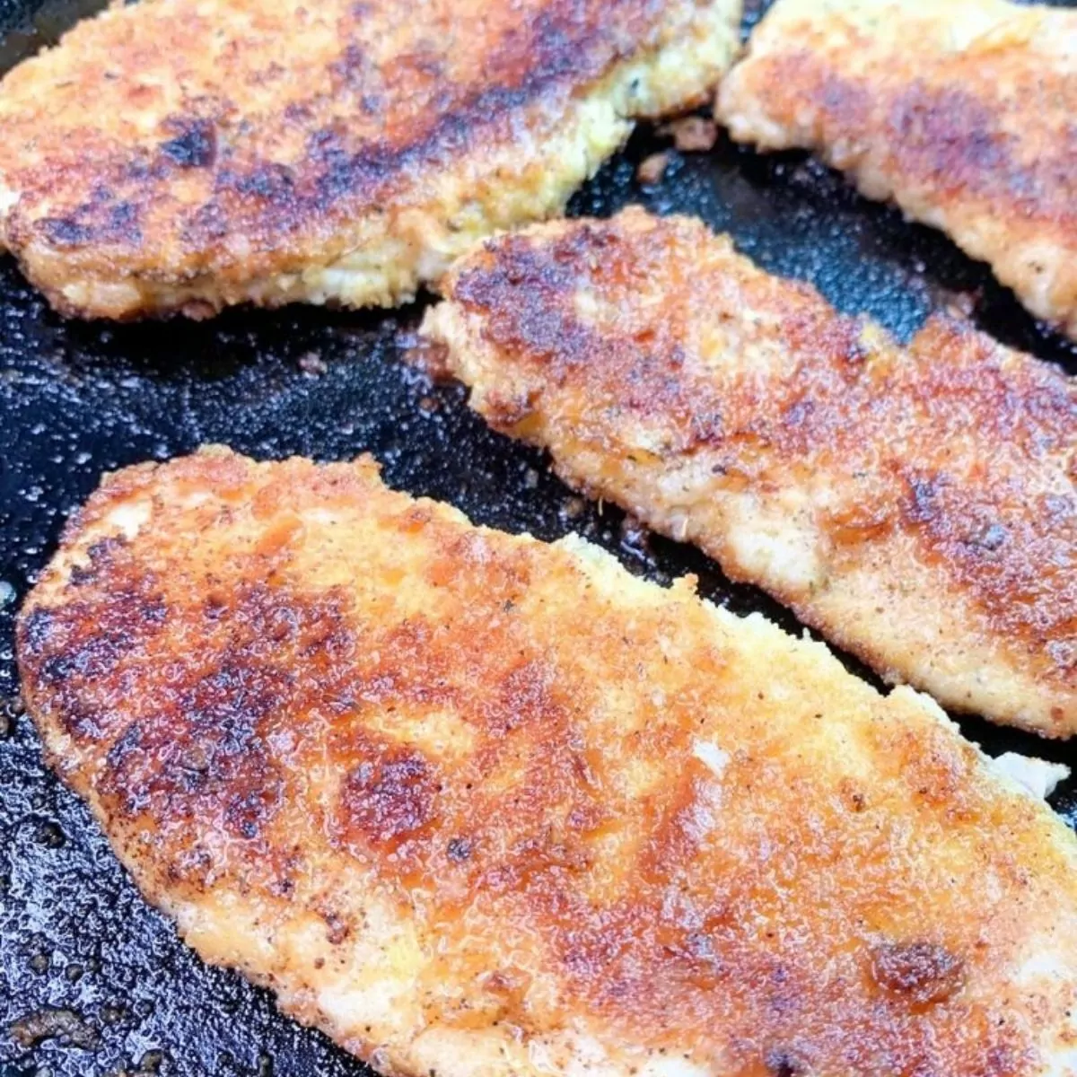 crispy chicken cutlets made with crushed Ritz crackers.