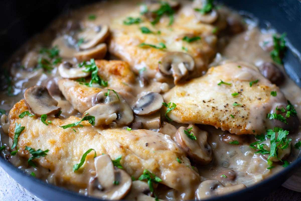 Easy Cream Of Mushroom Chicken in plate.