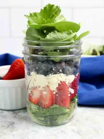 FEATURED Patriotic Salad Recipe in a Mason Jar