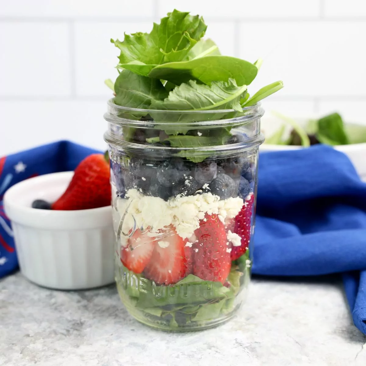 FEATURED Patriotic Salad Recipe in a Mason Jar