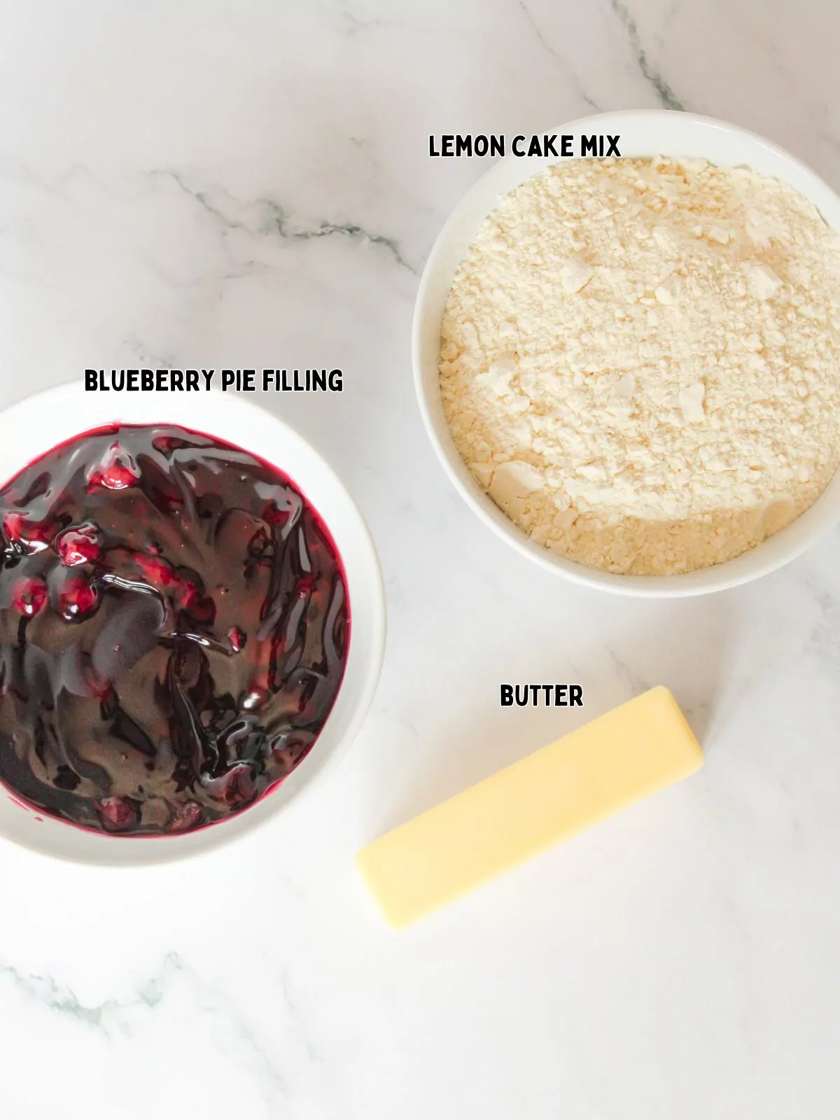 ingredients for dump cake recipe.