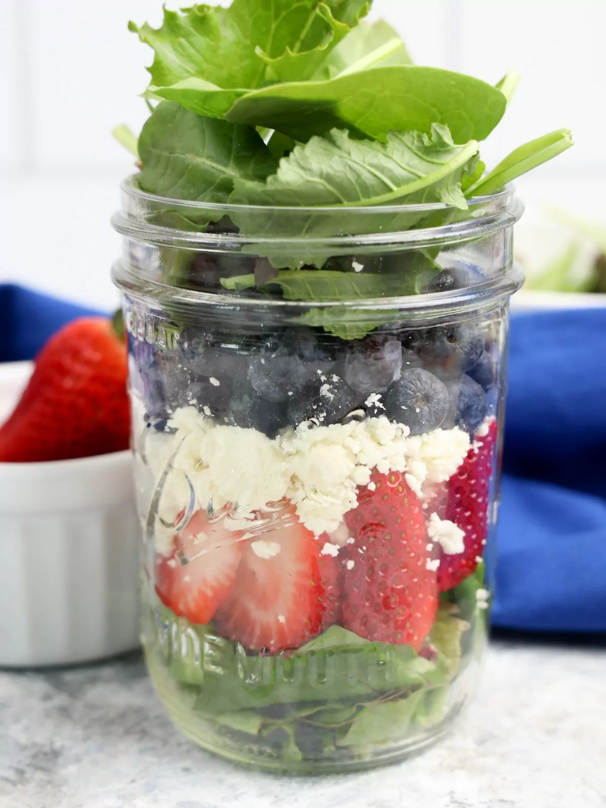 patriotic mason jar red white and blue layered salad