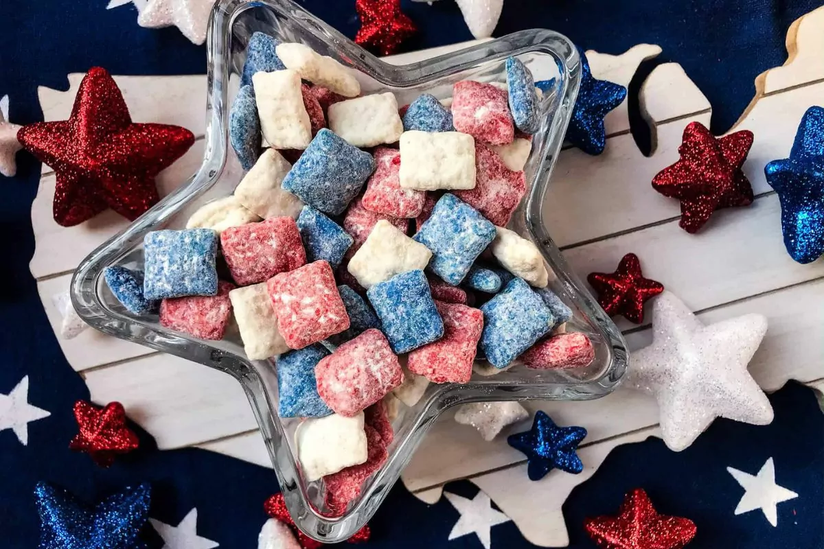 Patriotic Red, White, and Blue Puppy Chow by Three Olives Branch