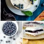 A variety of delicious blueberry desserts.