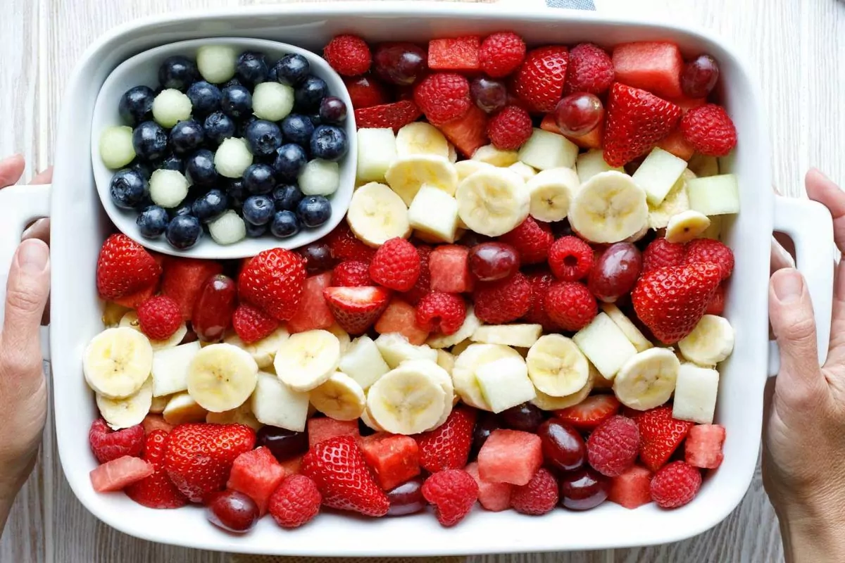 Red, White and Blue Fruit Salad by Two Healthy Kitchens
