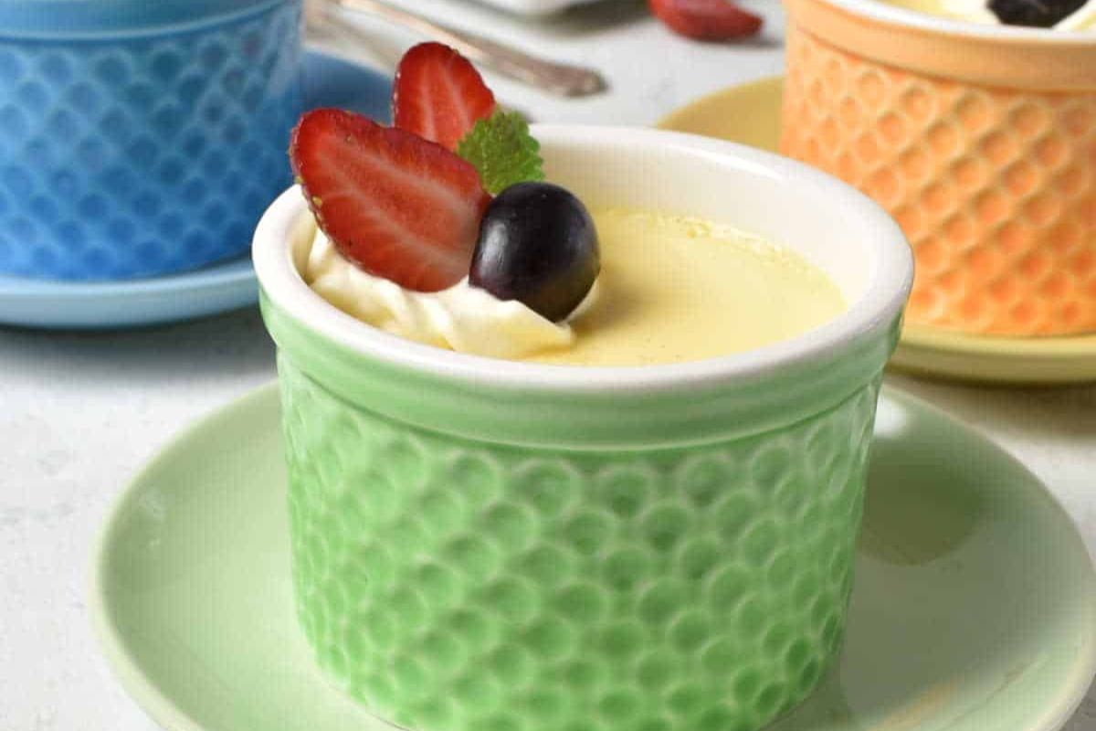 custard cooked in small bowls.