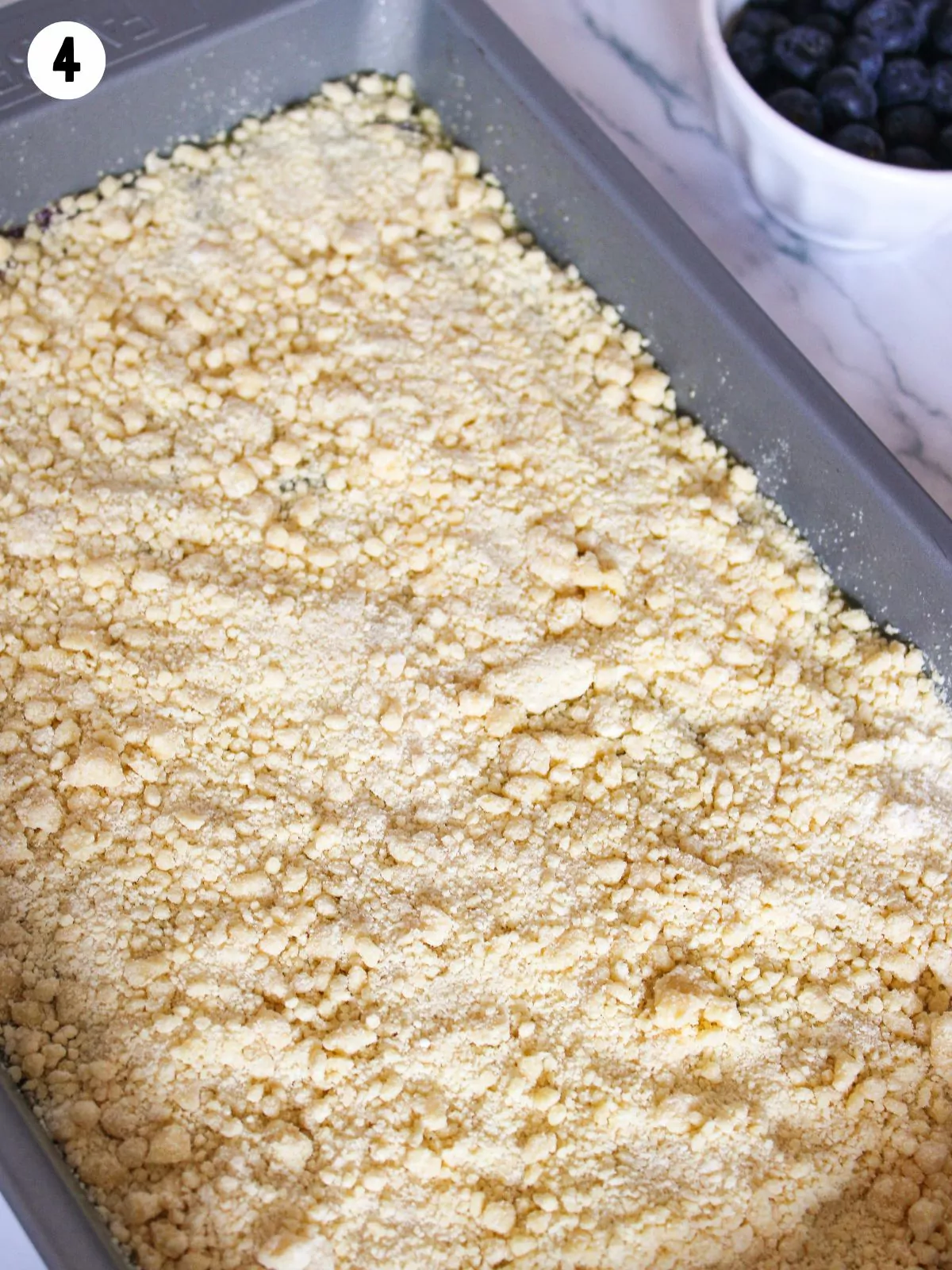 cake mix crumb topping before baking.