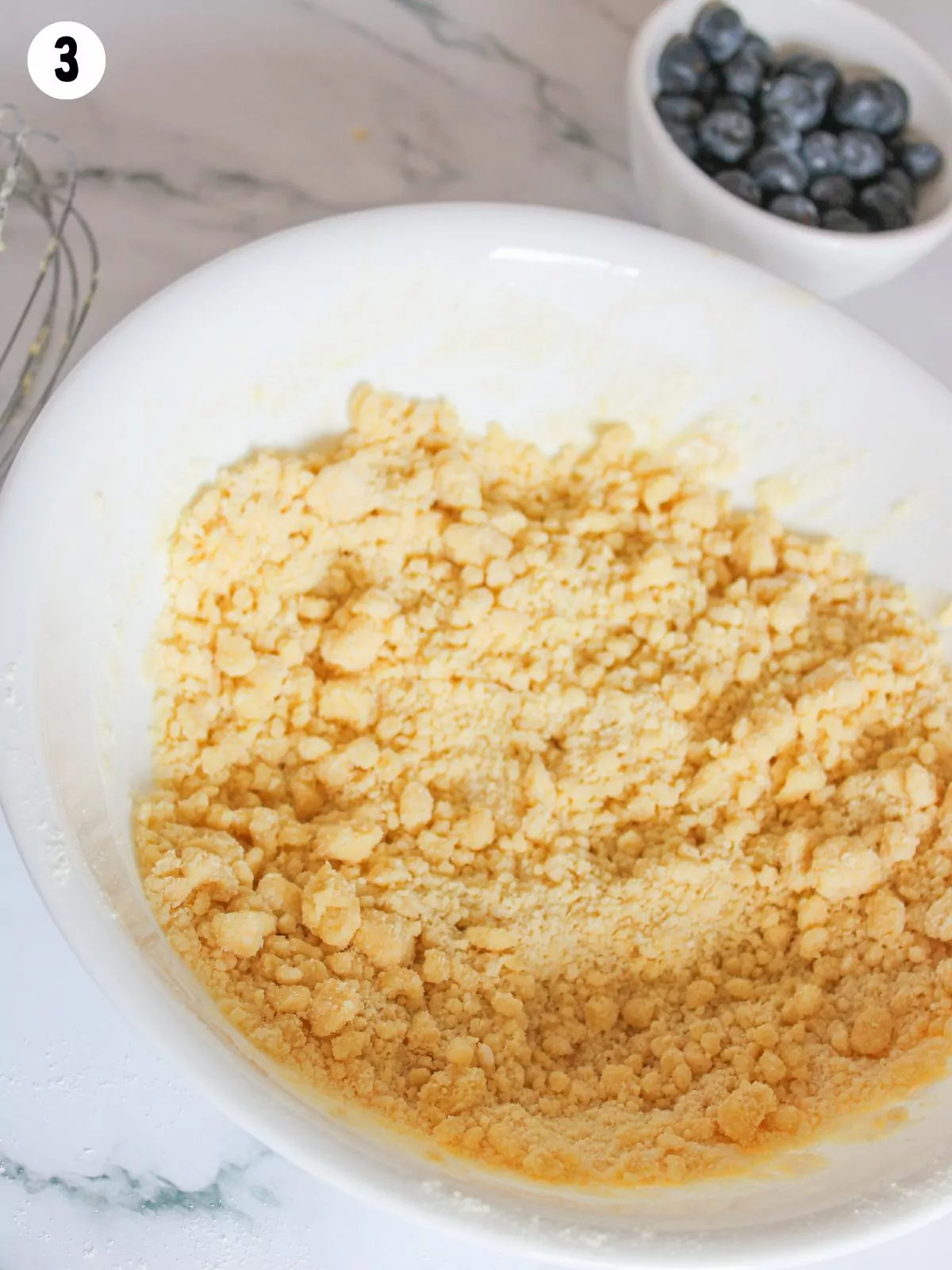 crumb topping made from cake mix in bowl.