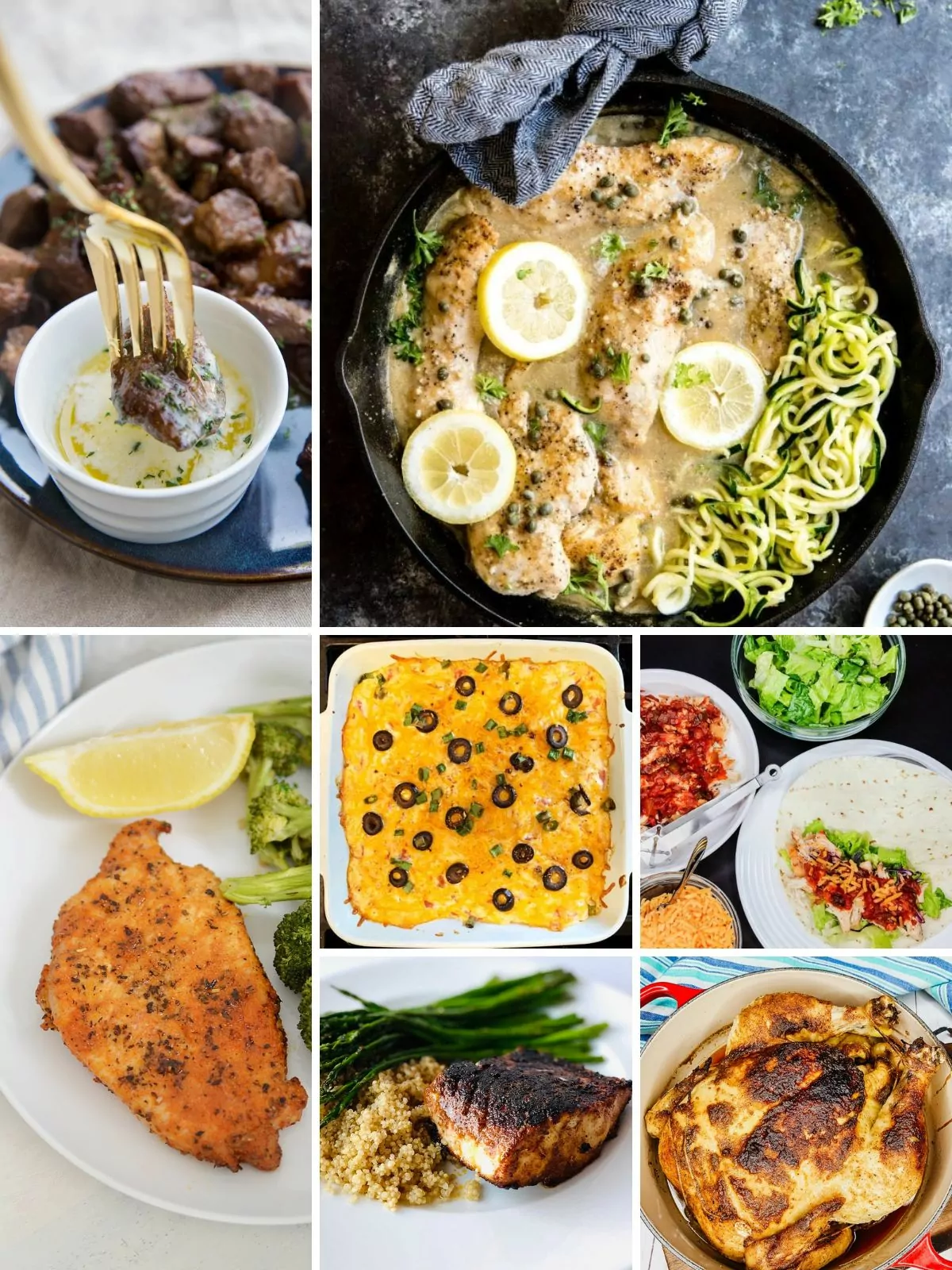 A collection of keto recipes used for a meal plan.