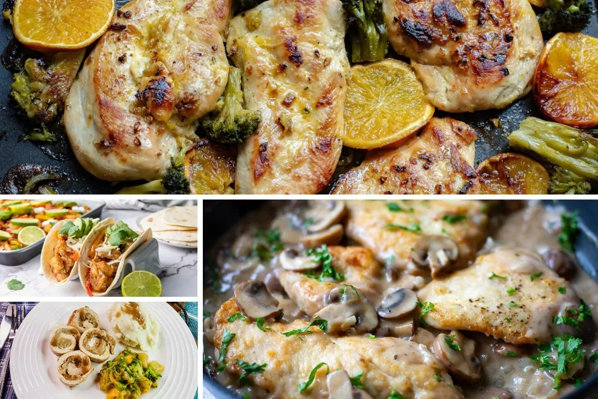 four different chicken recipes.