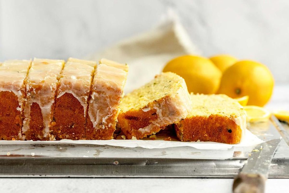 lemon zucchini cake sliced.