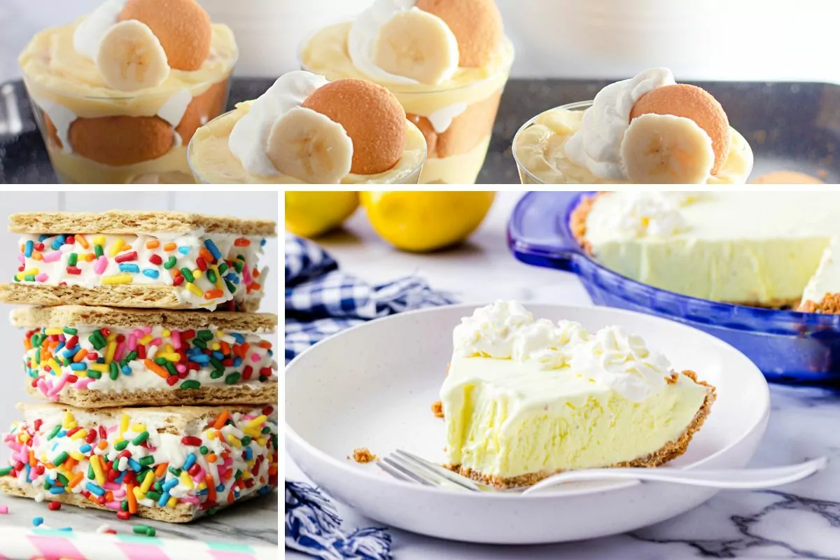three different dessert recipes that require no baking.