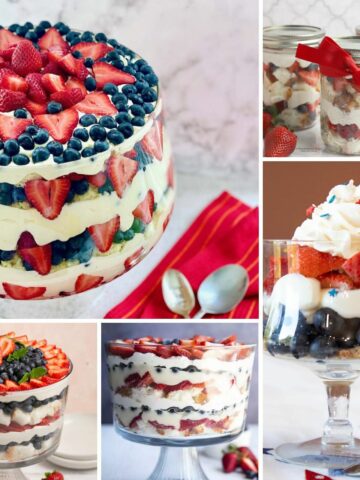 5 beautifully layered trifle recipes with fruit, whipped cream and cake.