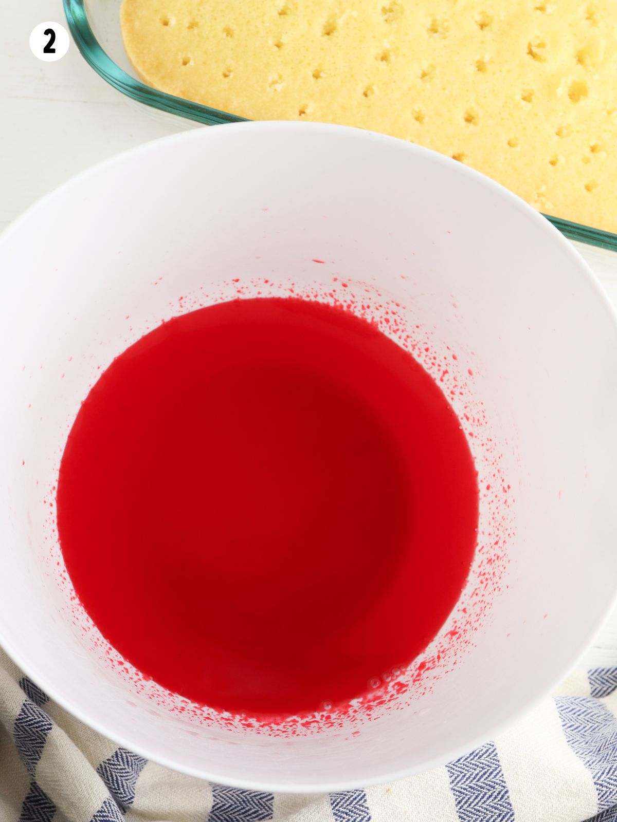 red jello in bowl.