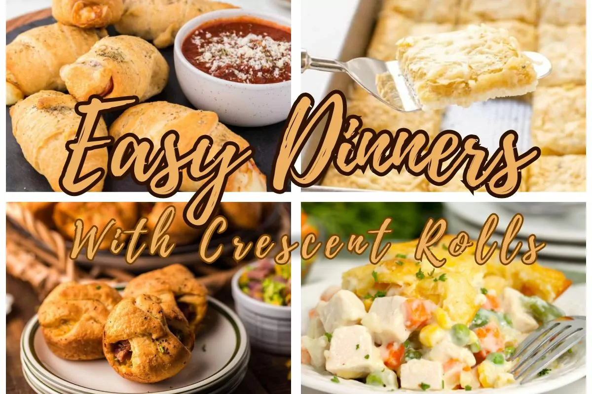 4 different dinner recipes made with crescent rolls.