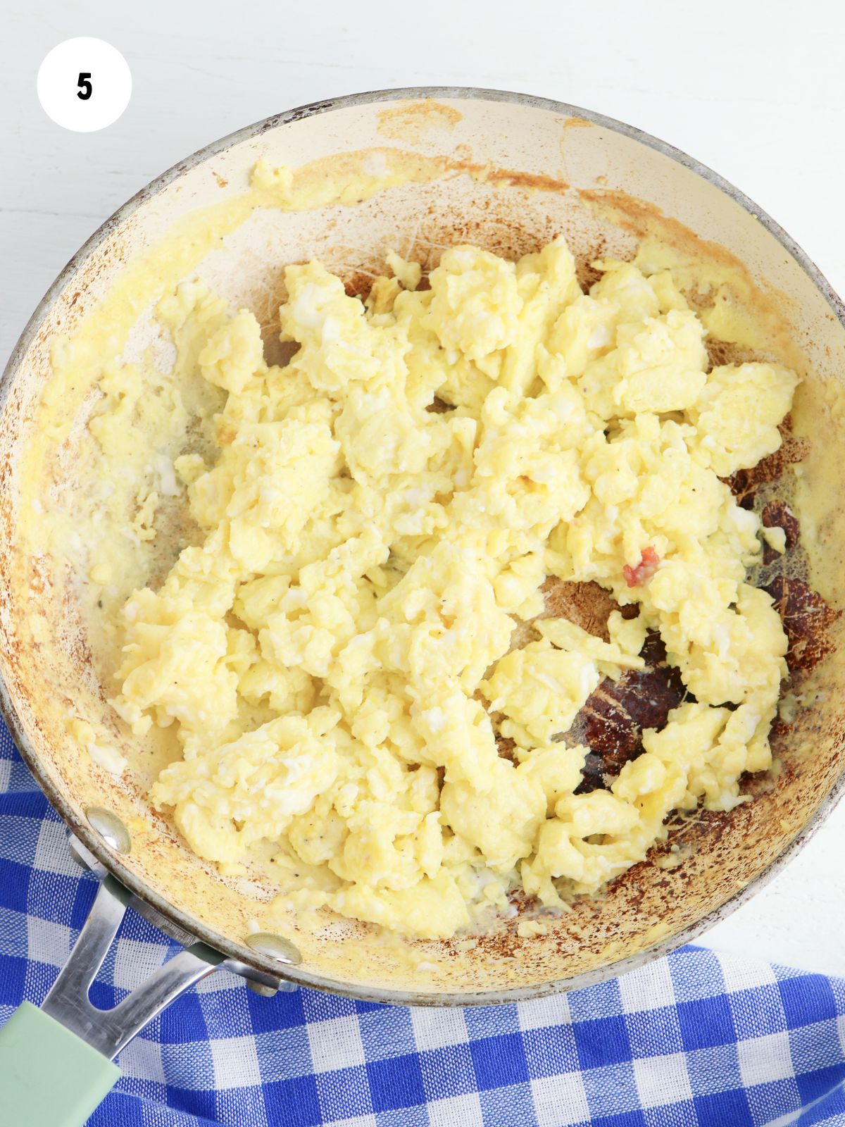 scrambled eggs in a skillet