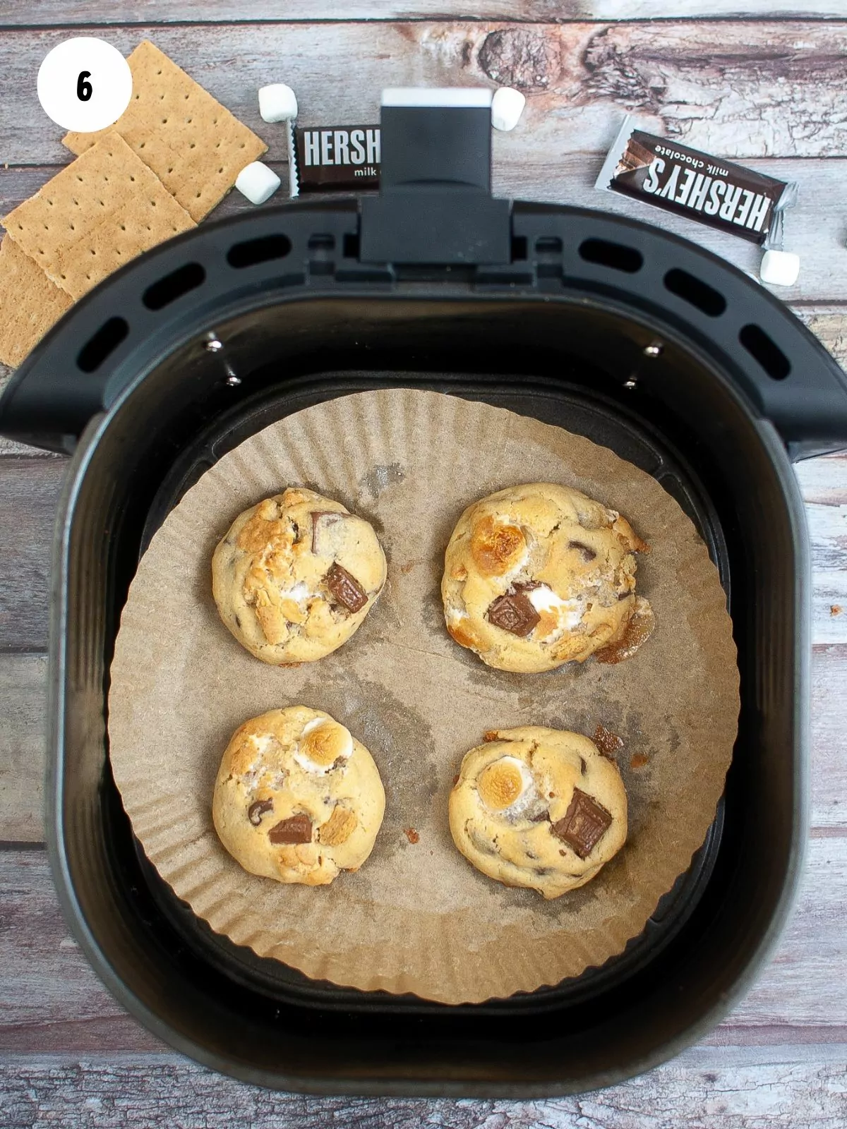 Baked cookies in an air fryer basket