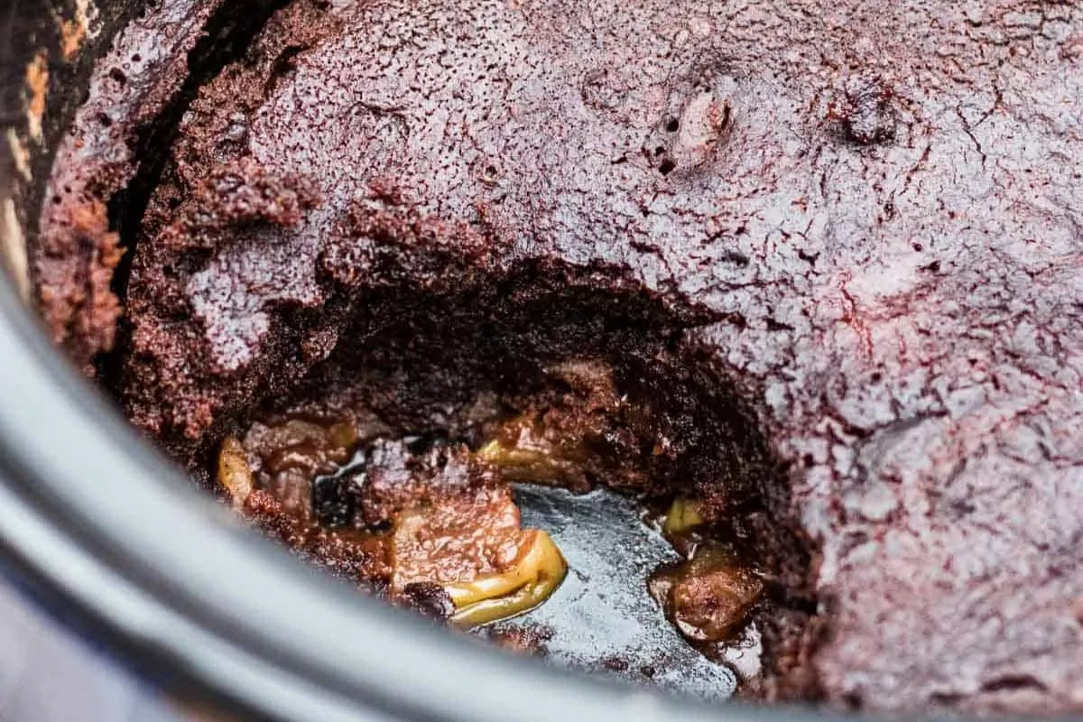 Chocolate Apple Slow Cooker Dump Cake.