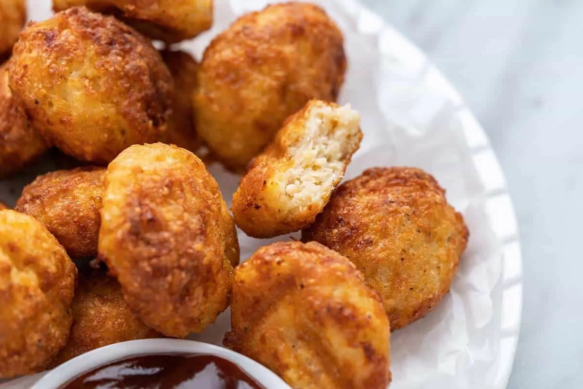 A plate of homemade nuggets.