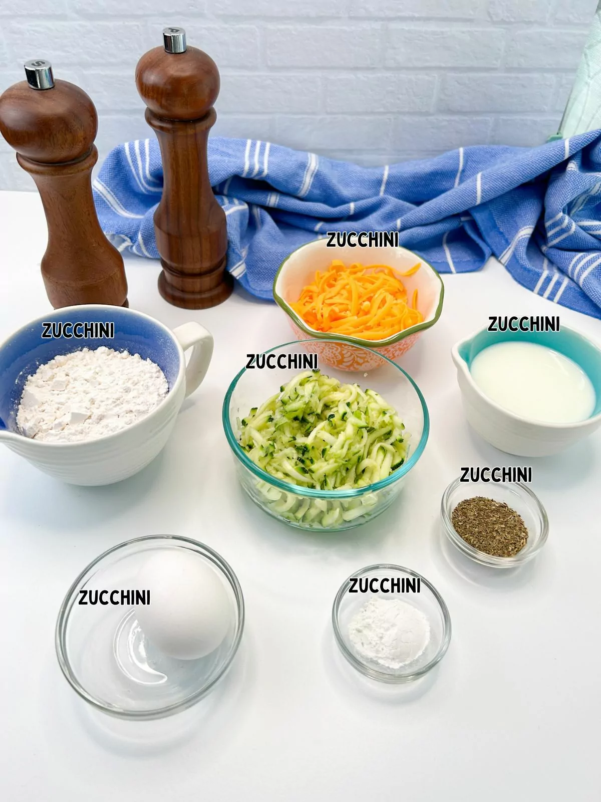 ingredients for zucchini puffs.