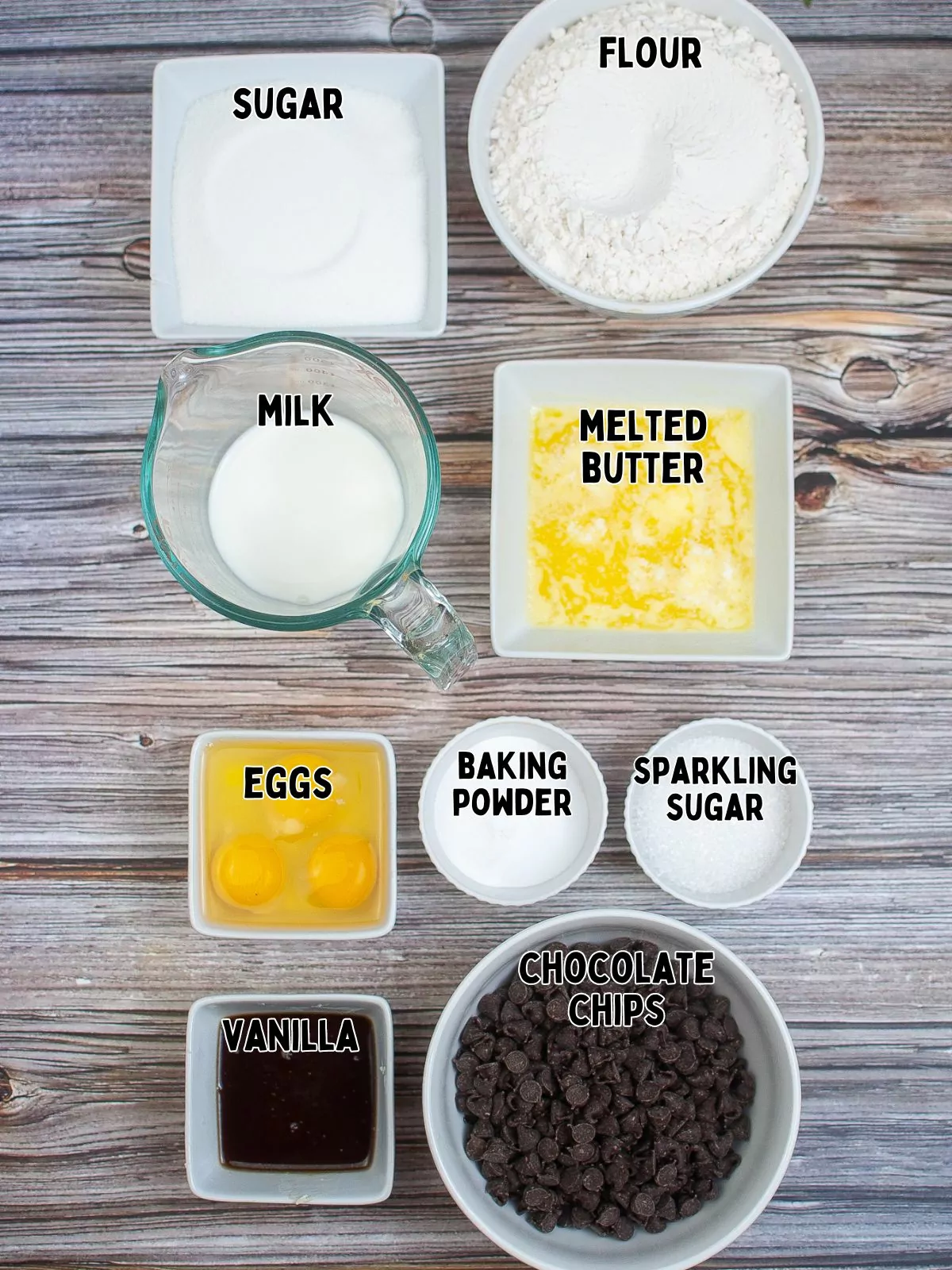 Ingredients for Air Fryer Chocolate Chip Muffins