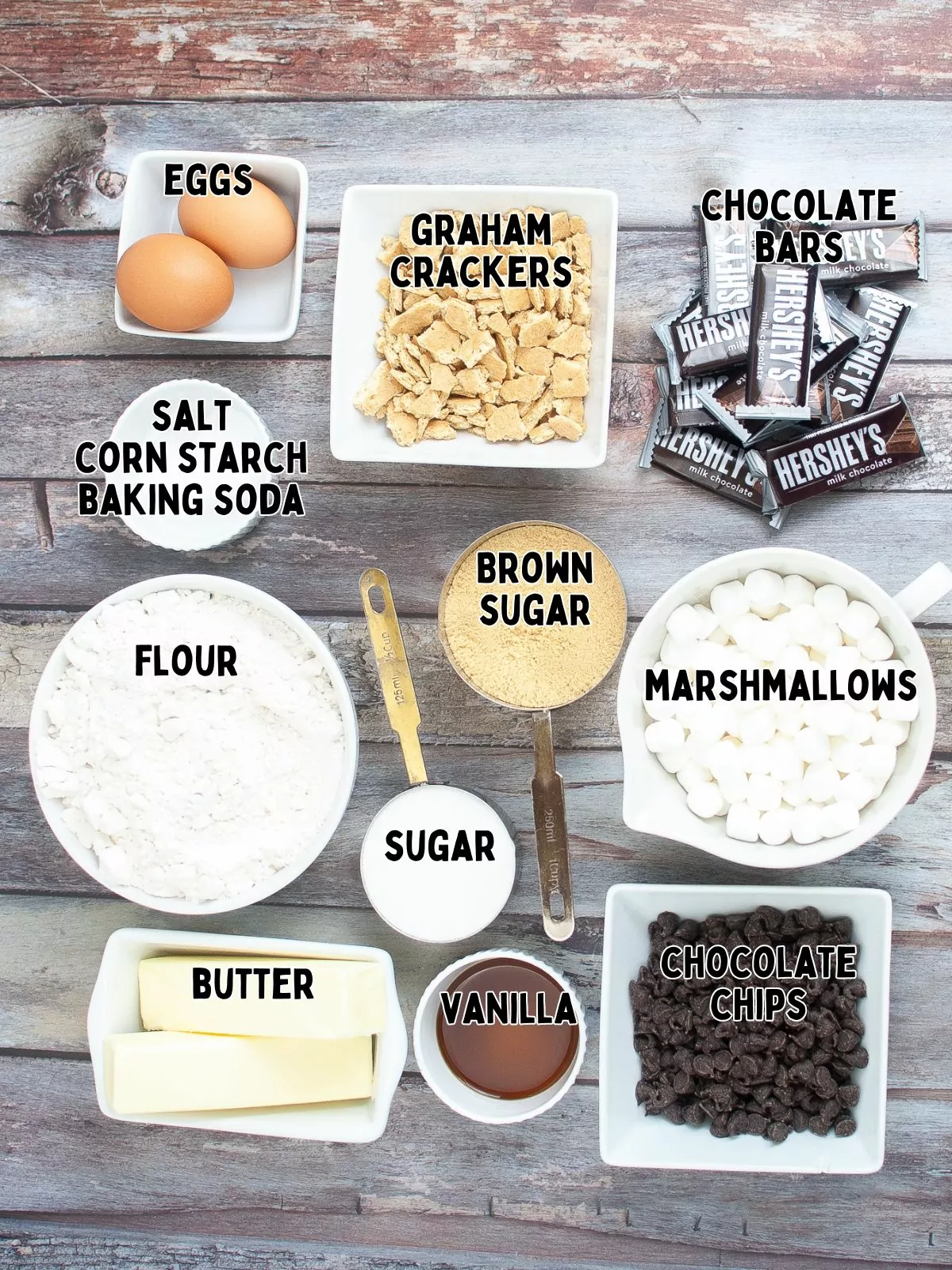 Ingredients for Air Fryer S’mores Cookies