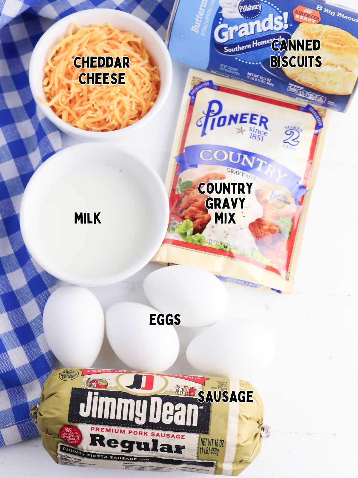 Ingredients to make Breakfast Pizza Rolls