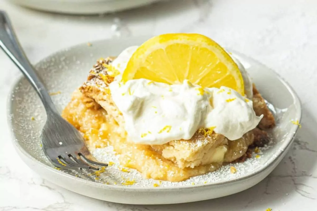 lemon dessert with whipped cream.