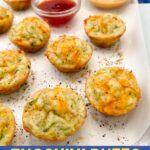 zucchini mini muffins on plate with dipping sauces.