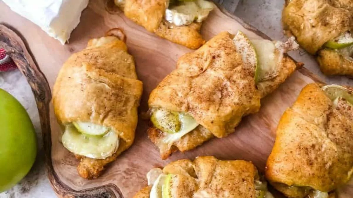 crescent rolls filled with apple and brie bites.