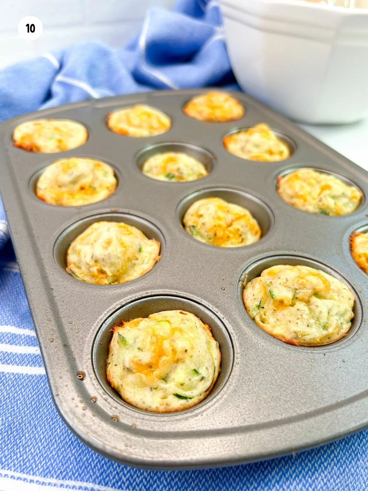 zucchini puffs baked in muffin tin.