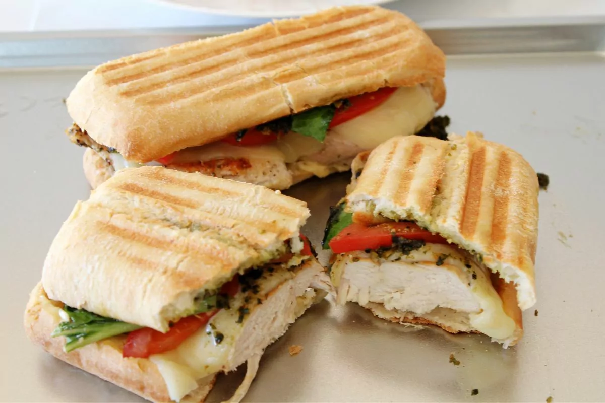 chicken cutlet pesto sandwich.