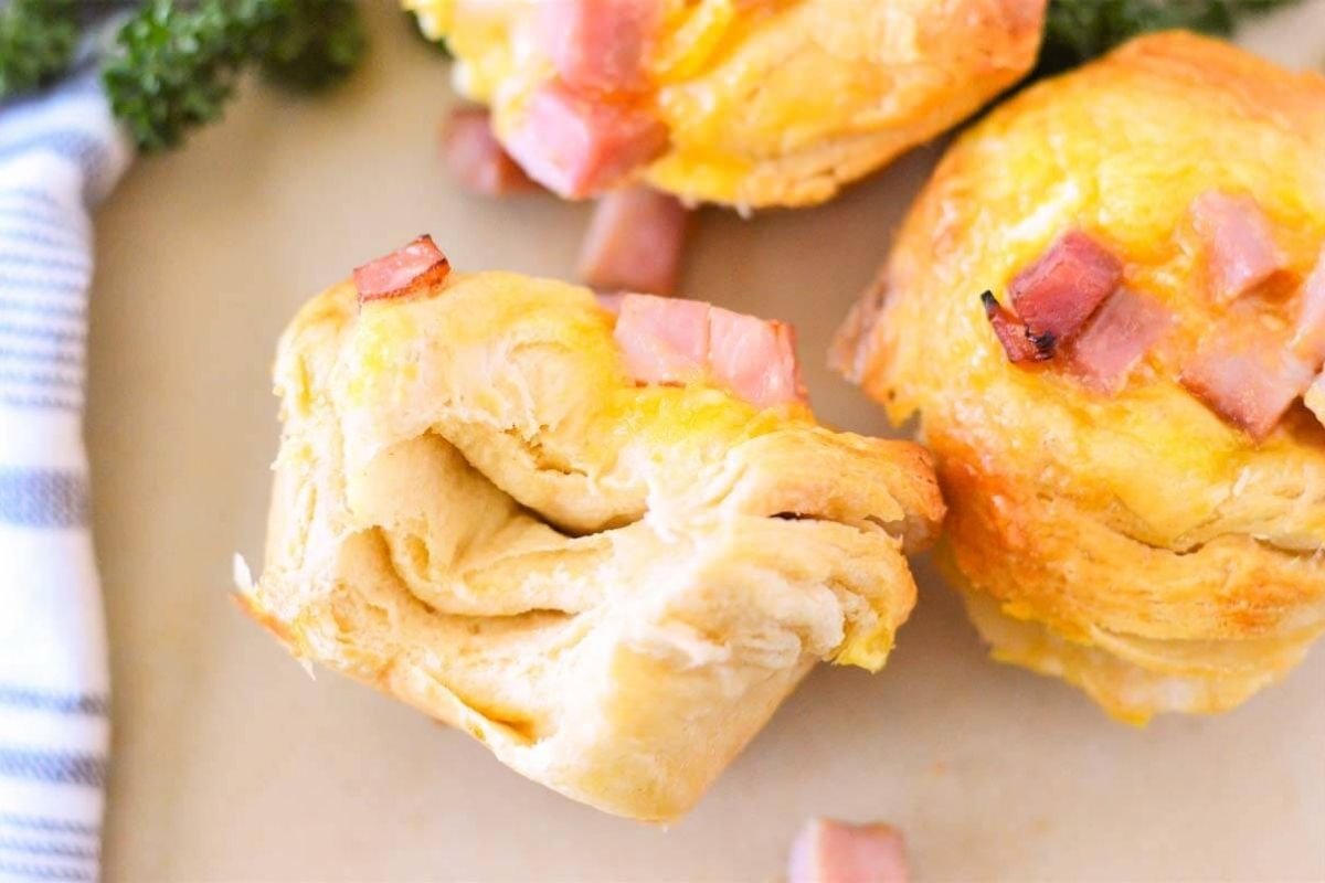 biscuit cups with eggs and ham.