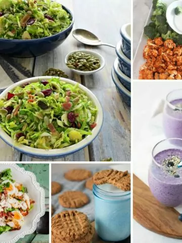 5 recipes, salad, cookies and smoothie.
