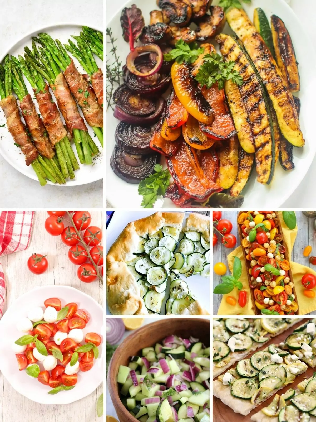 different recipes made with fresh summer vegetables.