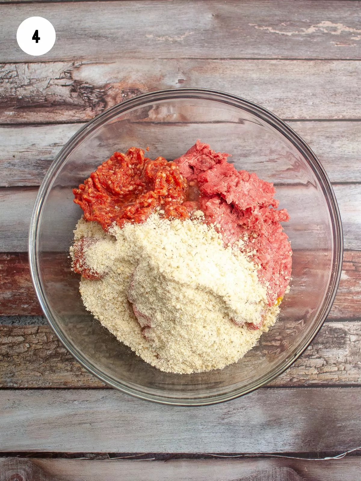 panko mixture added to meat mixture