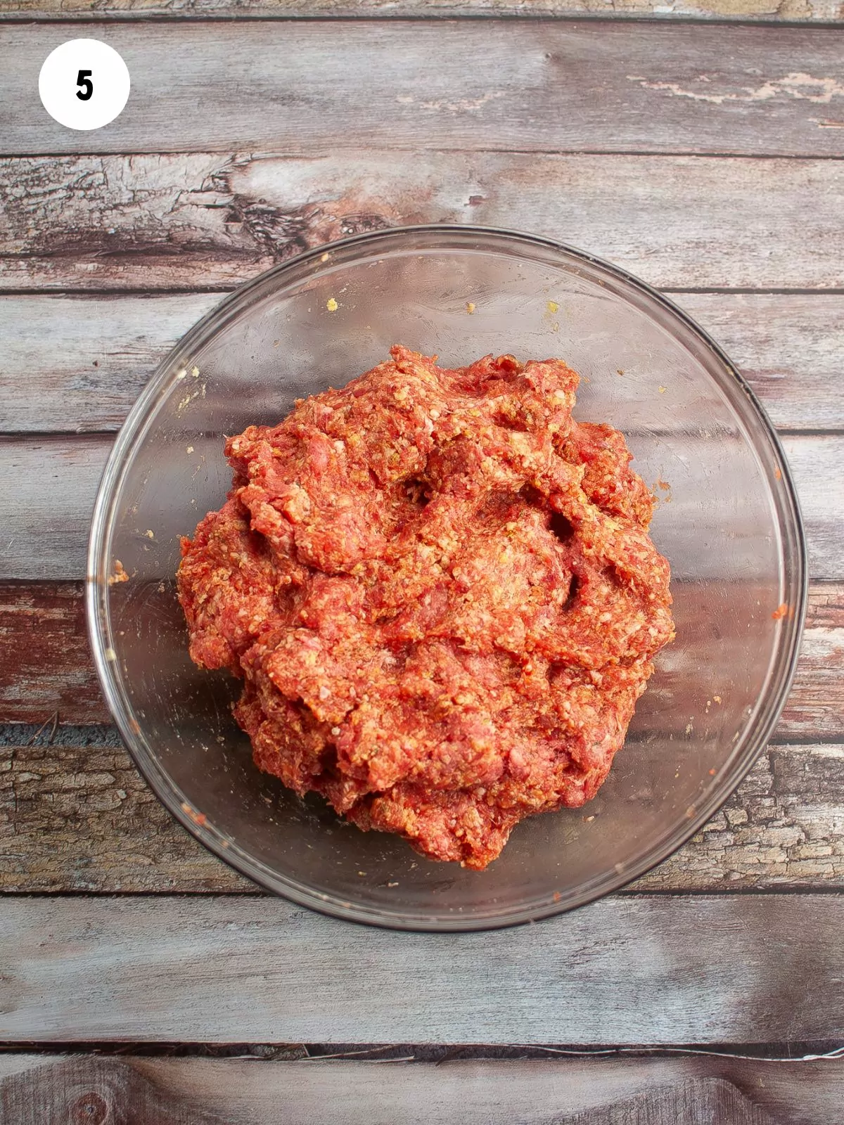 meatball mixture in a mixing bowl