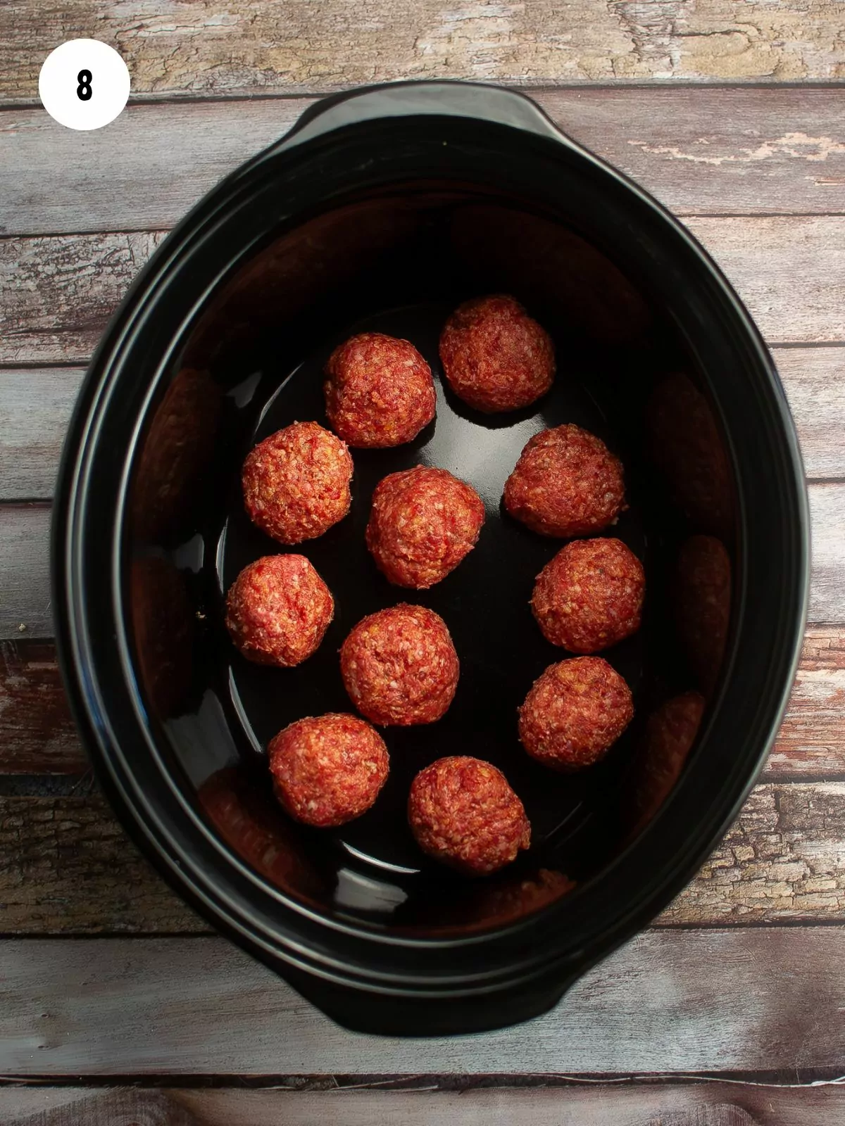 meatballs added to the slow cooker