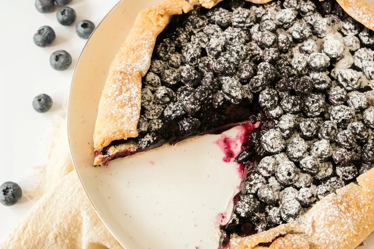 Blueberry Galette with a slice cut out