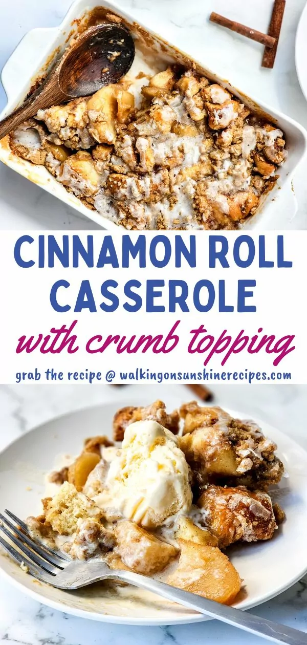 Cinnamon Roll Casserole with Crumb Topping Pin