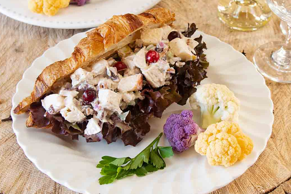 a plate of cranberry chicken salad