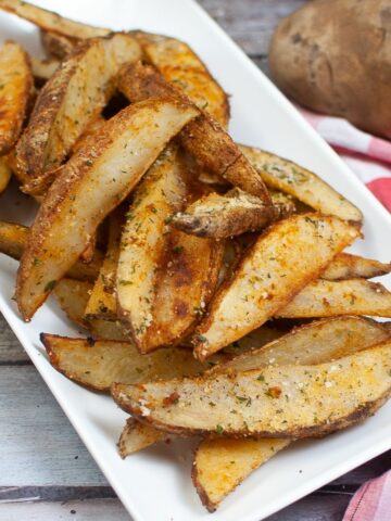 platter of air fried potato wedges