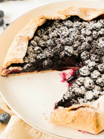 Blueberry Galette with a slice cut out