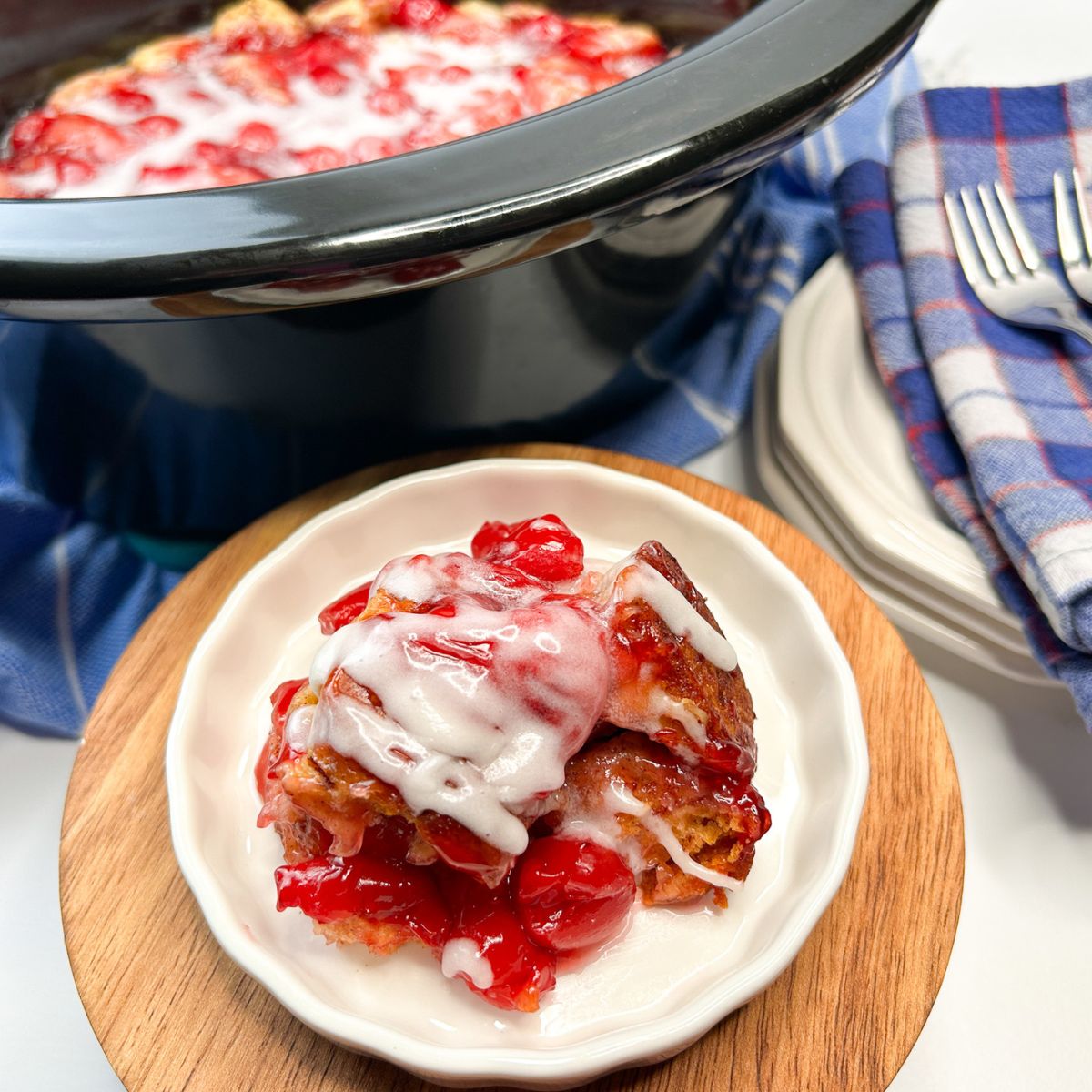 FEATURED Crock Pot Cinnamon Rolls with Cherry Pie Filling